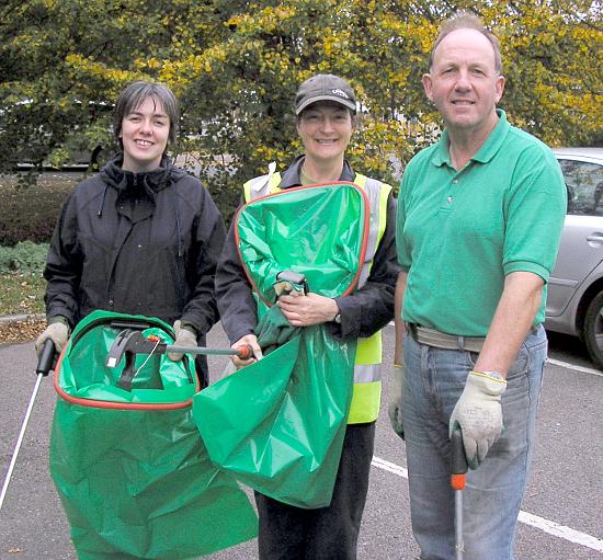 Ellie, Anna and Clarke at litter picking