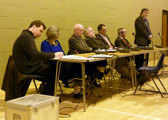 The panel at meeting to discuss bus cuts