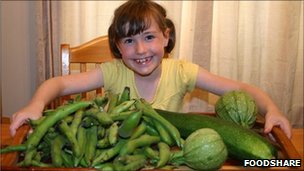 Girl with foodshare vegetables