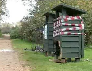 Burned bins in Milton Country Park